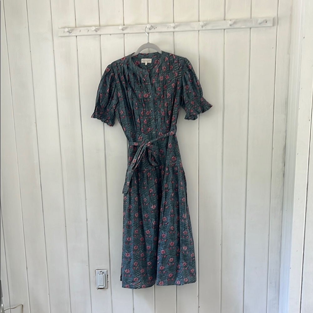 Erica Wilson Nantucket Floral Blue Midi Dress